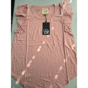NWT Women's Chaser Pink Ruffle Sleeve T-Shirt Size S